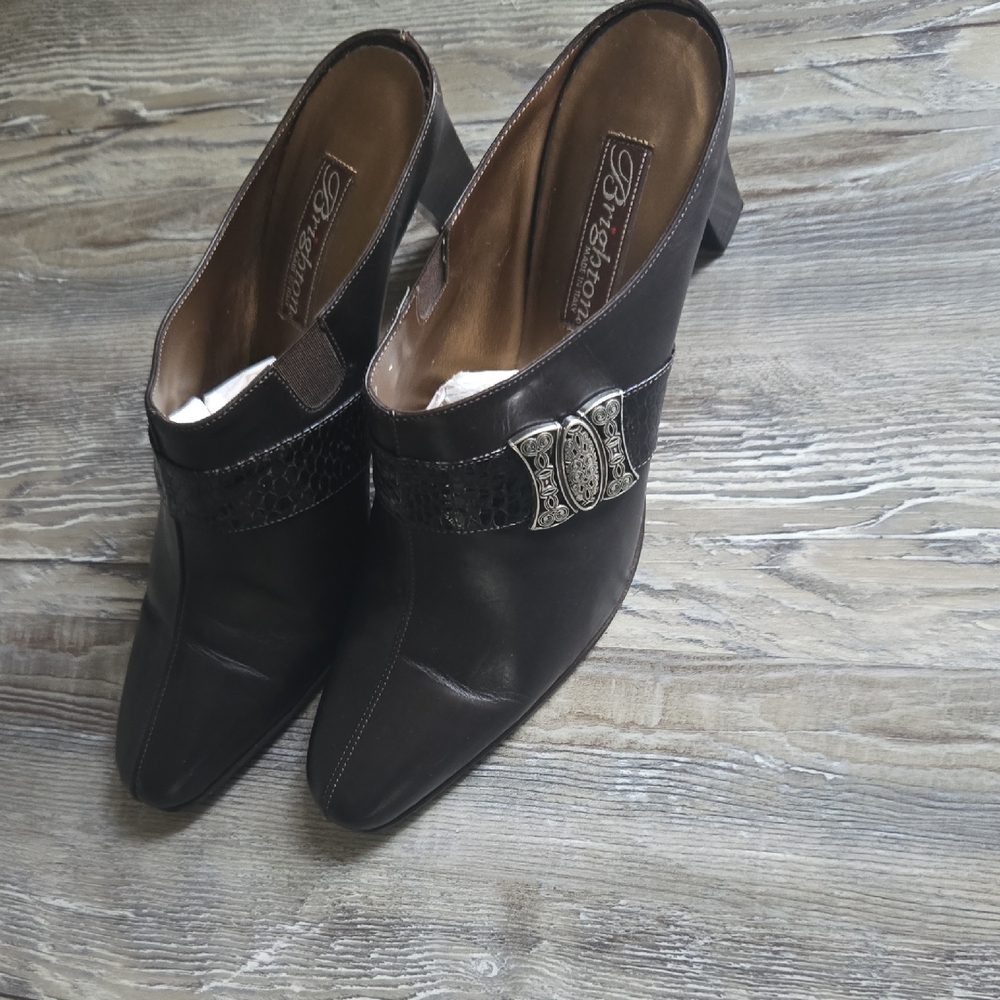 Brighton Black Mules with Silver Accent